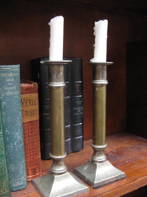 CANDLESTICK, Pair - Silver and Brass 28cm